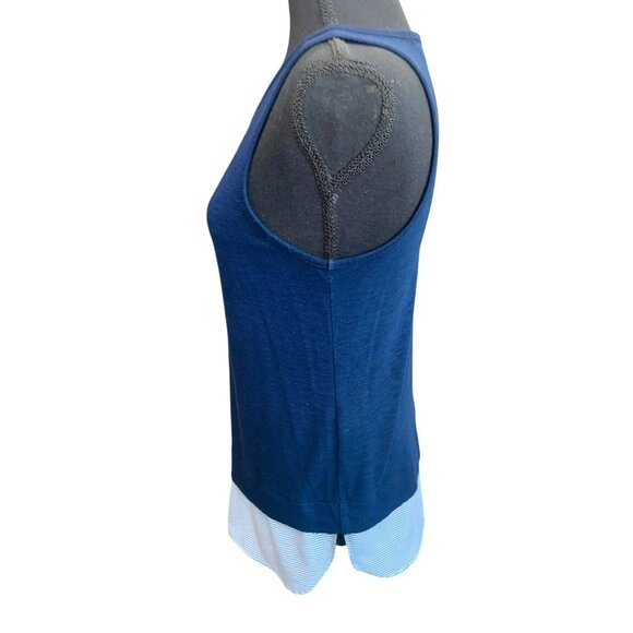 J. Crew Sleeveless Layered Tank Top keyhole back blue stripes S Coastal Casual - Picture 3 of 8